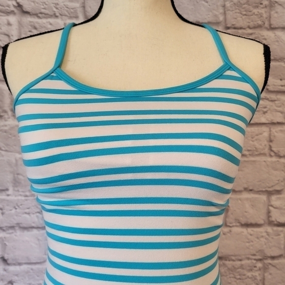 Lululemon Power Y Tank Twin Stripe Spry blue racerback tank top women's size 4 - Picture 4 of 9